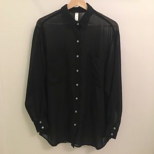 American apparel black sheer blouse